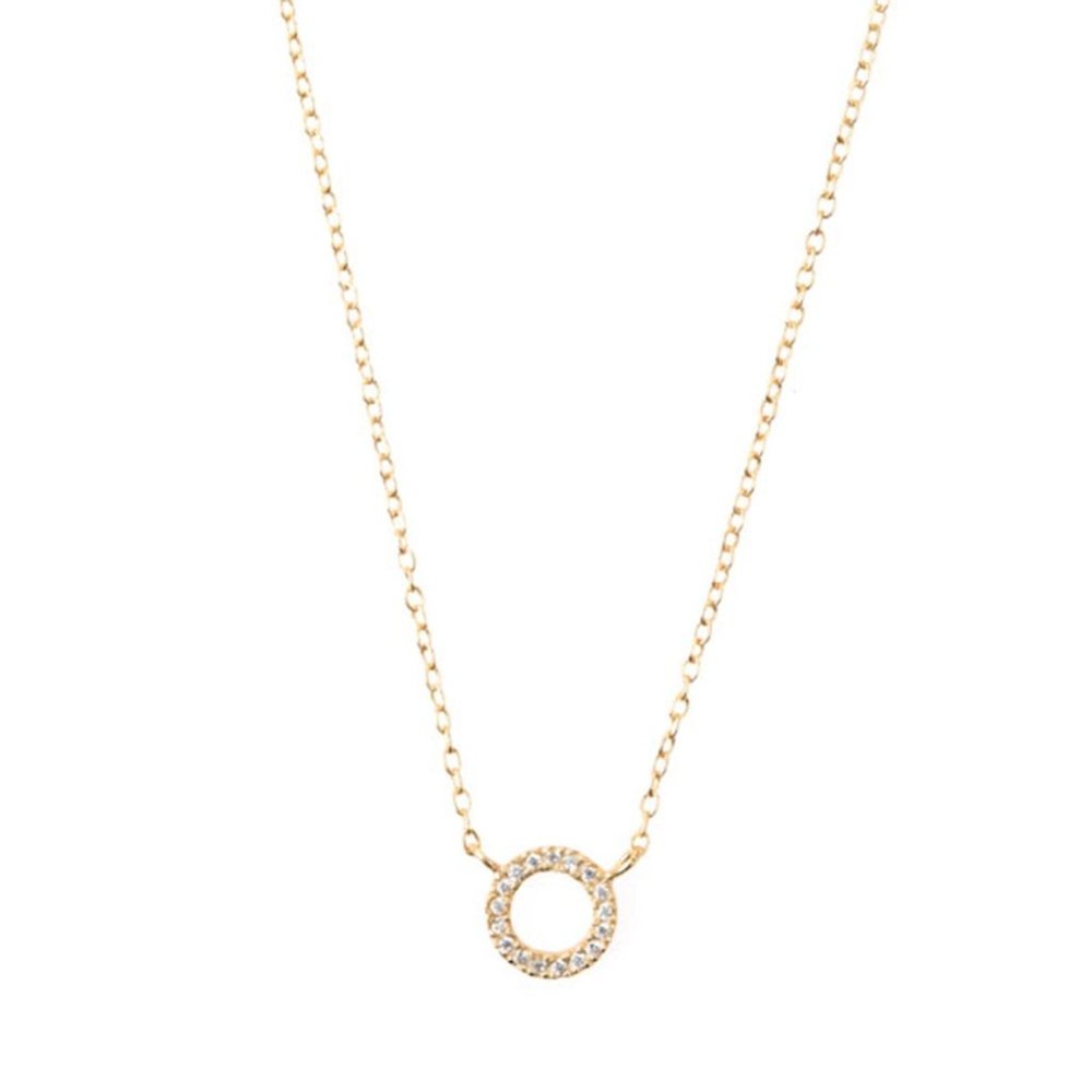 Dainty cz circle necklace  Karma gold necklace  Gold circle necklace  Minimalist